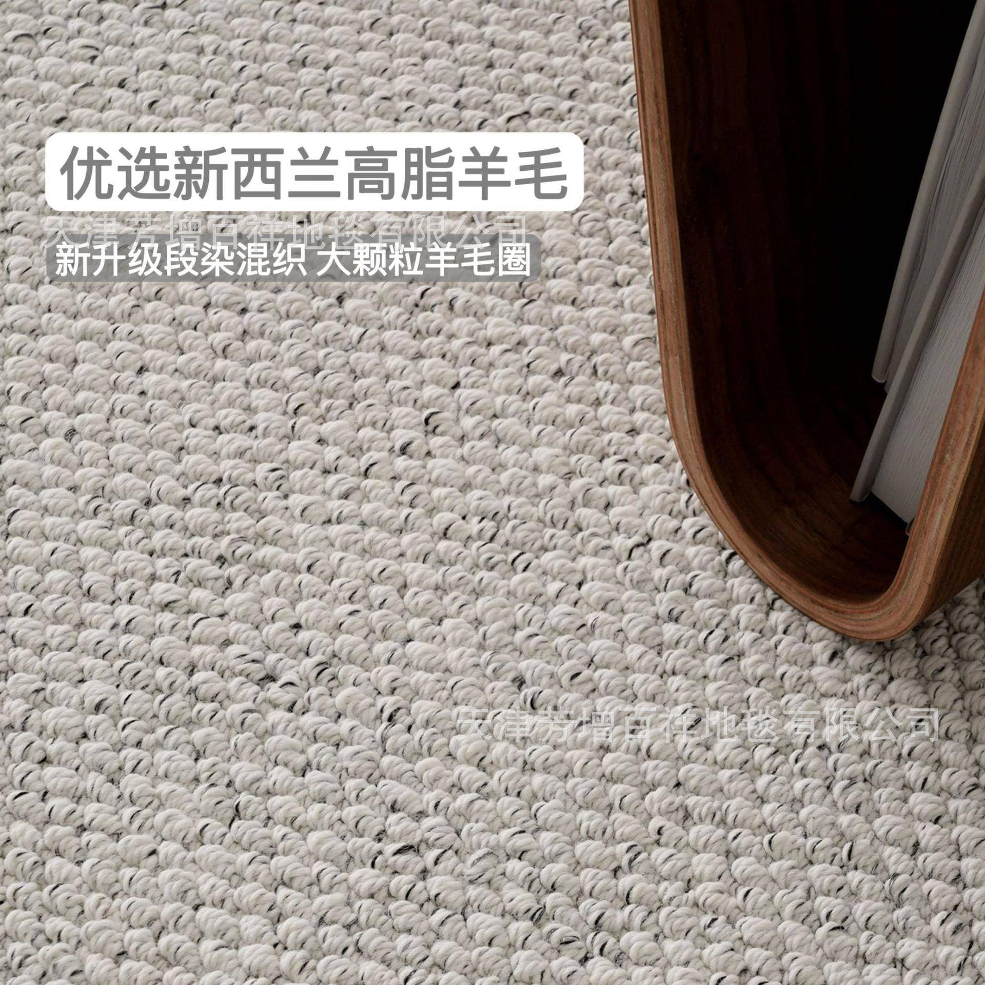 新西兰高脂羊毛素色极简风客厅地毯轻奢高级感茶几卧室床边毯满铺