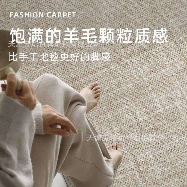 严选新西兰羊毛地毯客厅高级感现代极简侘寂风素色耐脏卧室地垫