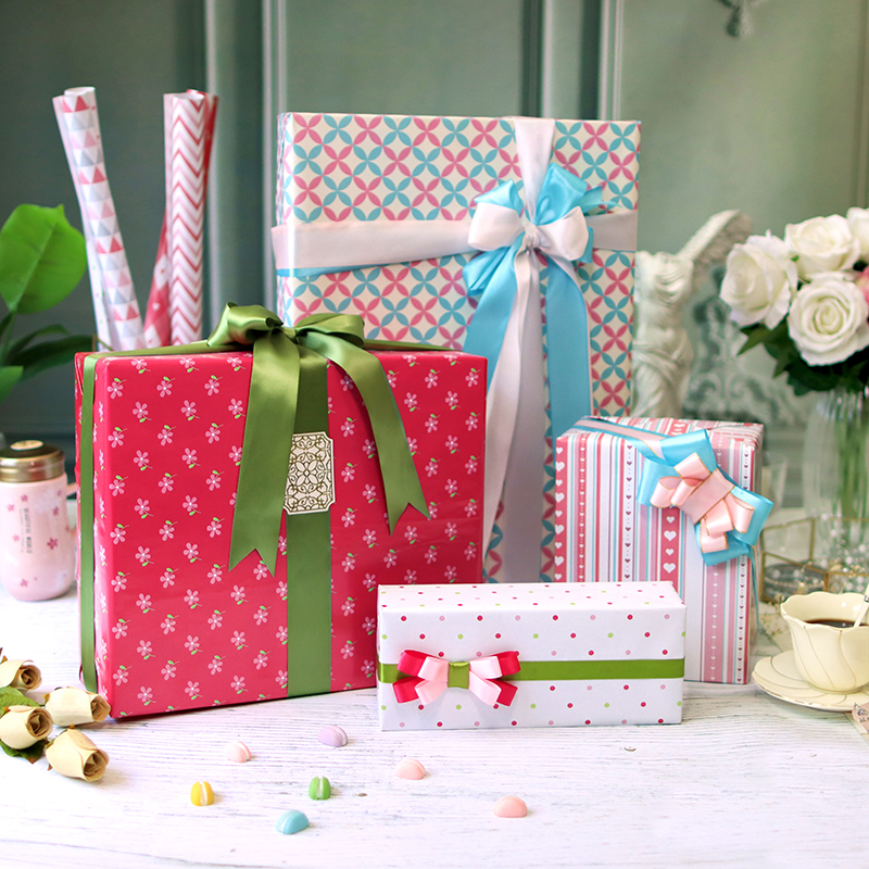 pink gift wrapping packaging包装纸女孩decoration paper book