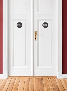 4 sets of Round Door Signs Door Pull Stickers Door Push
