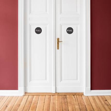 4 sets of Round Door Signs Door Pull Stickers Door Push