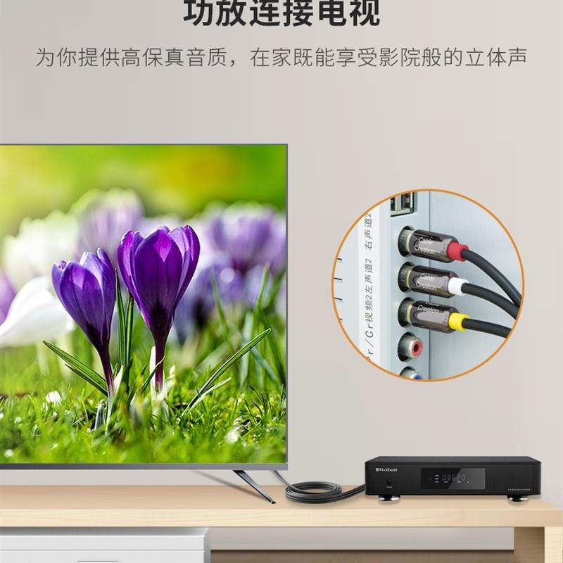 。电视机音视频3rca线dvd接功放音响连接线av线三对三莲花头音频