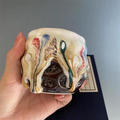 纯手工志野烧可养主人杯流釉茶杯复古单杯粗陶品茗杯带礼盒全手工