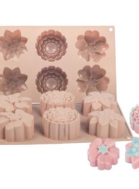 6 in a Row Mooncake Mould Reusable Silicone Cakes Mould for