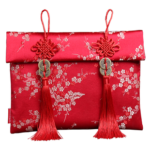 下聘礼袋 提亲结婚收礼金新娘压箱钱红包布袋10万送喜彩礼利是封