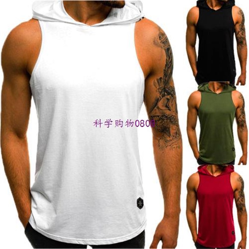 New Men Running Vest Sleeveless Hoodie Bodybuilding Sweatshi
