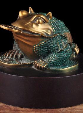 铜金蟾黄铜招财摆件大号三足蟾蜍公司开业礼品客厅办公室装饰品