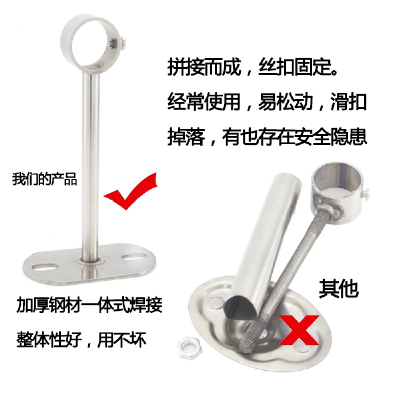 侧装顶装不锈钢加长固定座杆子窗帘布32支撑架托架15cm20cm法兰座