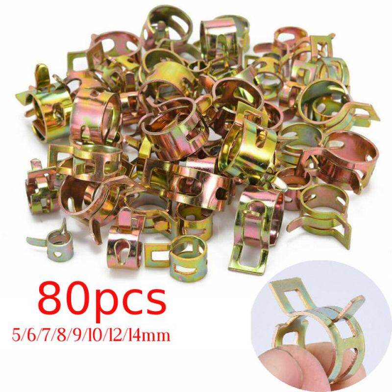 80Pcs 5/6/7/8/9/10/12/14mm Spring Clip Vacuum Fuel Line Hose
