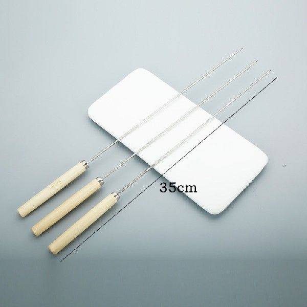 Stainless Steel Barbecue Skewers Long Wooden Handle