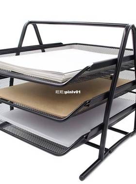 3-Tier Metal Mesh Letter Paper Document Foolscap Tray Stacka