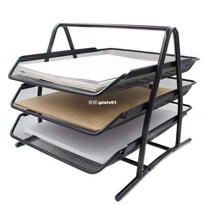 3-Tier Metal Mesh Letter Paper Document Foolscap Tray Stacka
