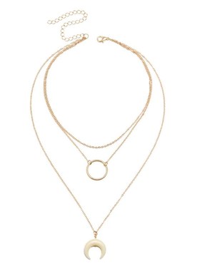 Decoration Xin jewelry moon pendant ring multi-layer necklac