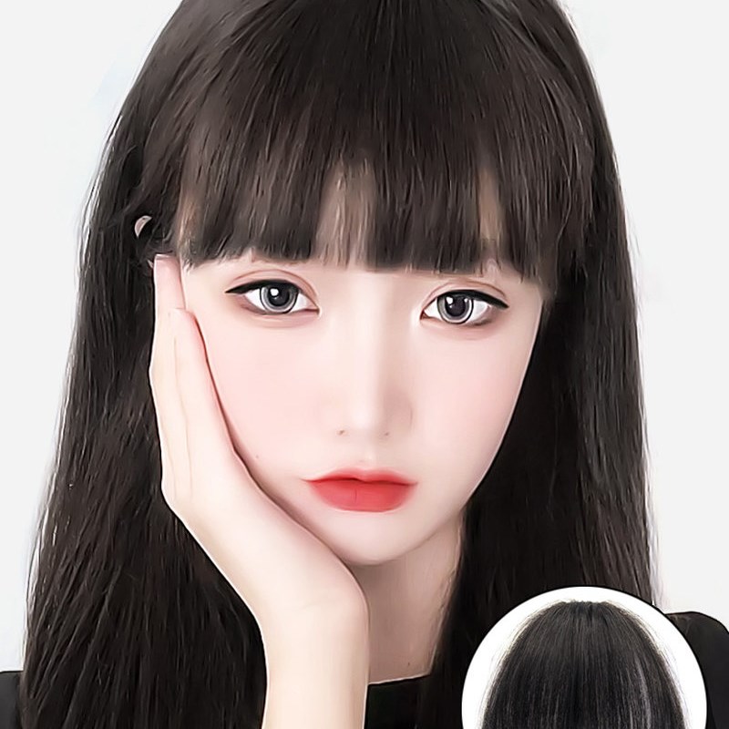 齐浏海贴网红假发片女自然前额留流海女式贴片无痕隐形漫画平浏海