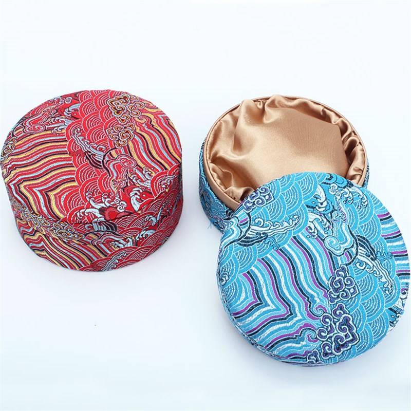 直径12/15.5cm圆盒 中式首饰佛珠手串手镯项链礼品包装收纳锦盒