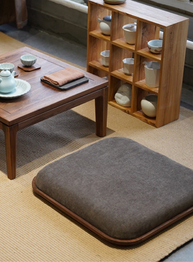 新中式榻榻米垫黑胡桃木坐垫蒲团瑜伽垫禅修家用茶室茶空间跪拜垫