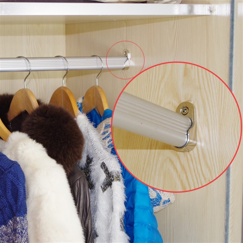 衣柜挂钩衣杆托卡扣孔安装衣架螺丝固定不锈钢管衣橱晾衣杆扁管