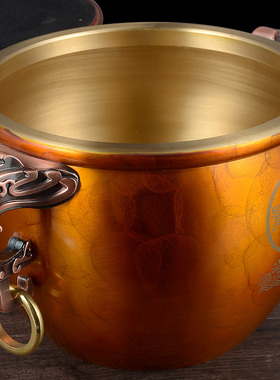 纯铜聚宝盆摆件招财客厅玄关电视柜装饰品办公室桌面摆设工艺礼品