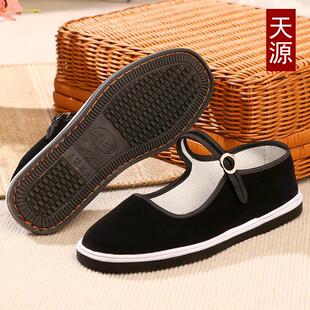 春夏手工牛筋底布鞋女士老北京布底鞋中老年妈妈绣花鞋一字式扣带