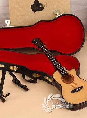 木质缺角迷你民谣吉他模型乐器摆件毕业送男女朋友生日情人节礼物