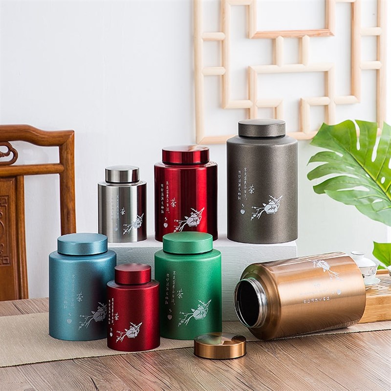 不锈钢大号一斤装茶叶罐 密封储存空罐茶罐 绿茶包装茶罐子空铁盒