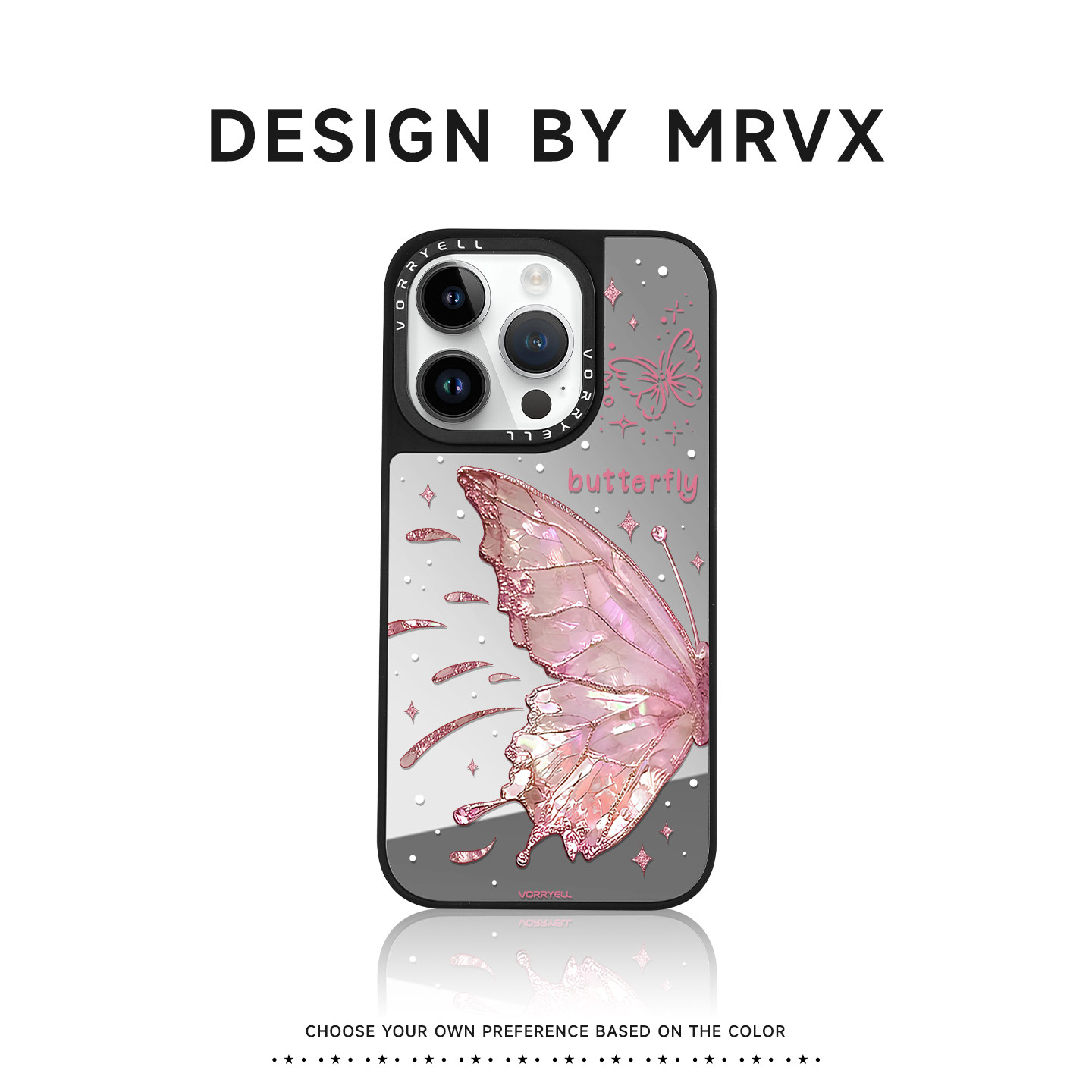 小清新女款蝴蝶-磁吸镜子手机壳