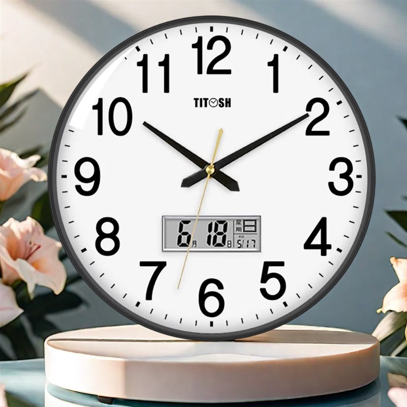 2024年新款挂钟万年历电子时钟客厅钟表挂墙墙上高级感简约现代