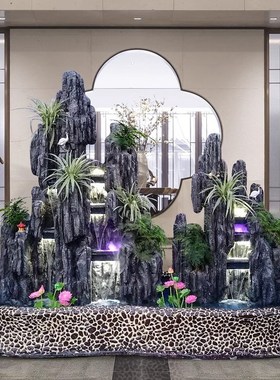 大型室外假山流水阳台庭院喷泉水泵鱼塘摆件公司酒店房屋装饰园林