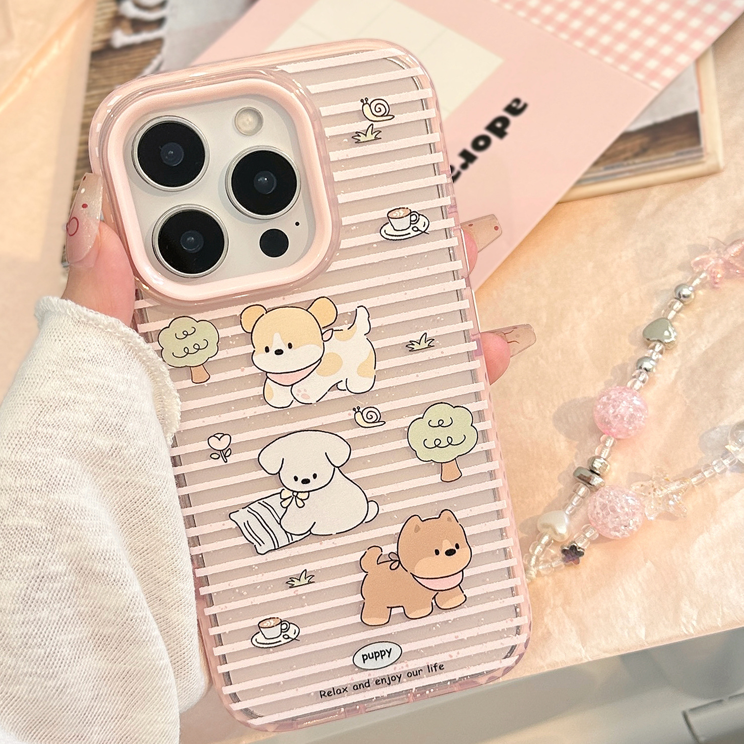 森林小狗iphone1617prom手机壳小清新卡通13适用12防摔软NEW包邮