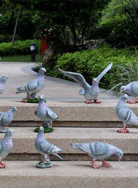 XE草I3鸽子动物SPA模型假塑和平鸽摆件户外花园庭院别雕墅坪造景