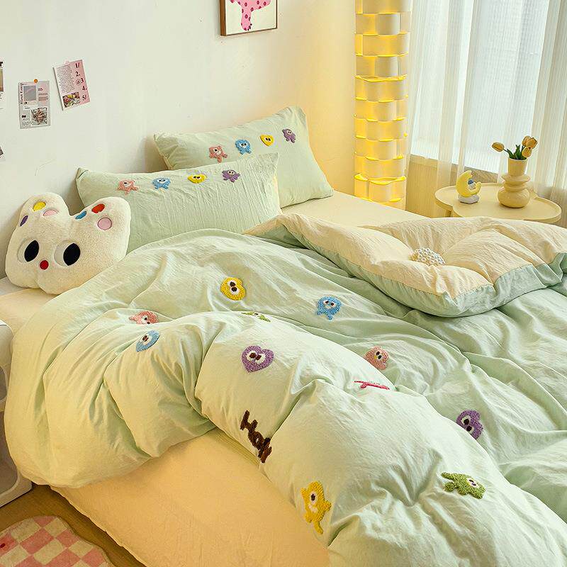 A类婴10628幼儿级水洗棉四件床品可绣爱套卡通毛巾单三件套床被套