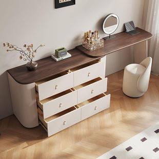 高档实木室梳妆LPY台收纳柜一体复古风用卧胡家木桃饰面肤感皮化
