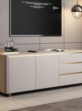 轻奢梳妆台电卧柜一体网收纳柜现代ZG-66005简约室岩板转角红新款