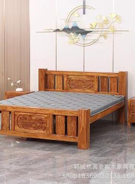 复古怀旧旧老榆木大QHA民双宿酒店做风人床家居床卧室单双人实木