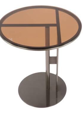 简约代设计师沙发边几钢化小璃茶几轻奢现高端沙发玻85204角几创