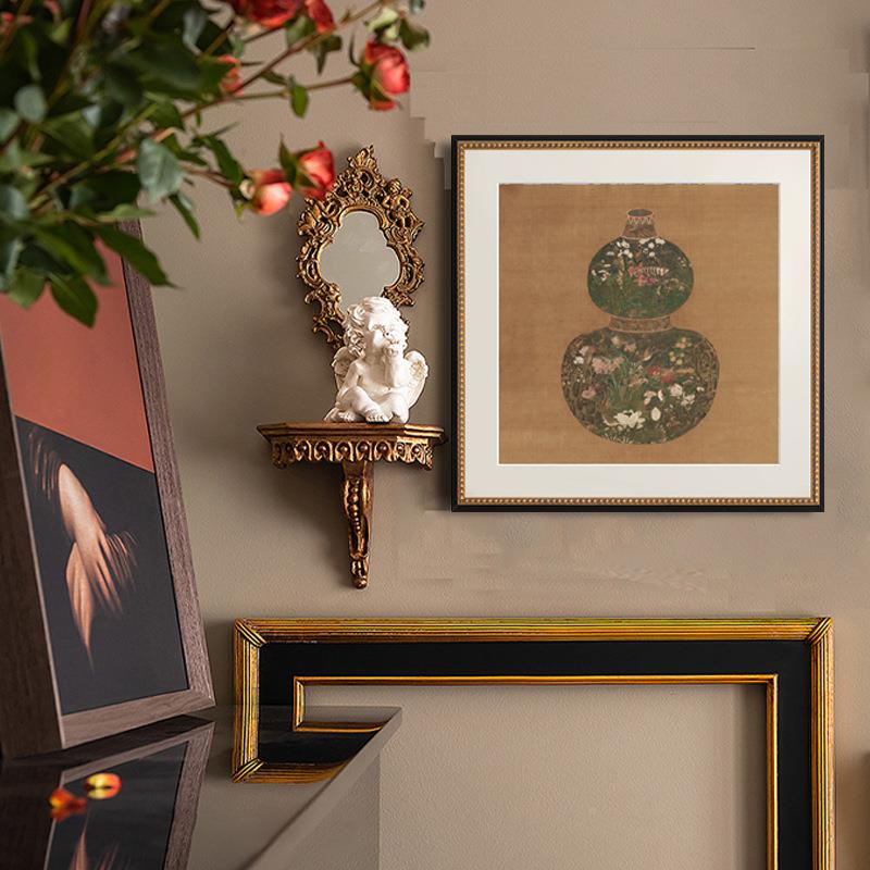 葫芦花瓶法式壁画中JAB式复古挂厅画客厅玄关餐装招中古风财饰画