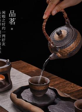 复古鎏金釉茶壶温茶煮炉套蜡SY-20220茶装日式柴烧陶瓷茶炉茶台烛