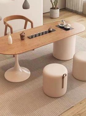 网红奶油桌客厅茶台家用桌泡茶1L100965阳台实木约轻简奢茶一椅体