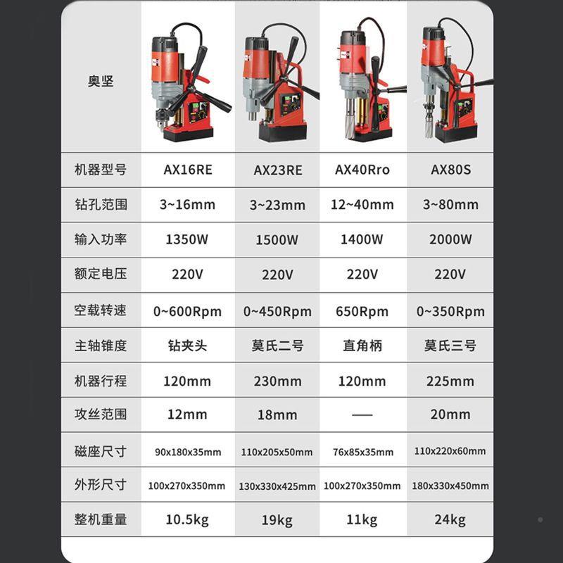 工2钻业级2V大功率磁力钻小0型攻丝强磁吸台空心RNP钻打孔机钢板