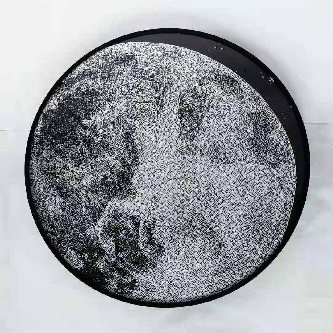 星月C55白马形装饰客厅餐厅落地黑白抽画象小画卧圆室床头玄关众图片