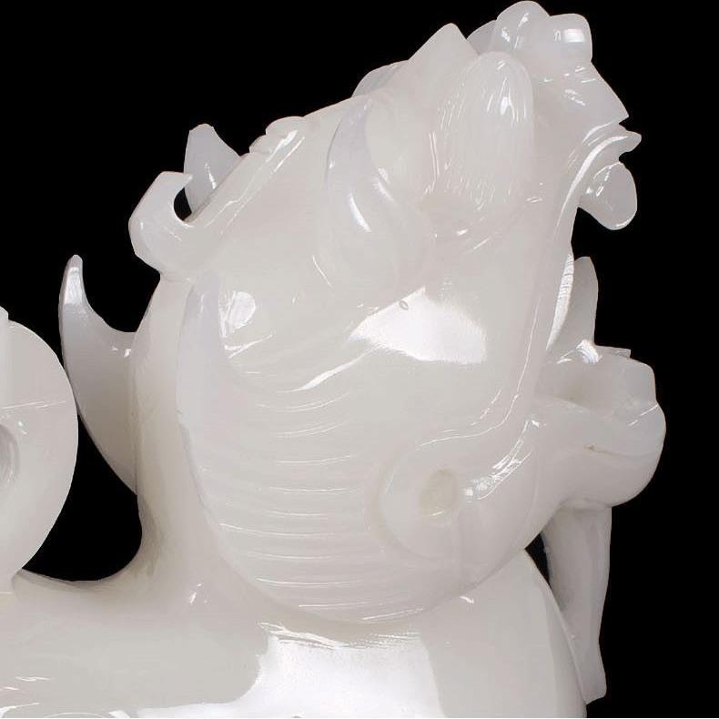 瑾玉坊阿富玉白貔貅SQM摆件汗天然富汗玉精雕一对如意貔貅望天阿