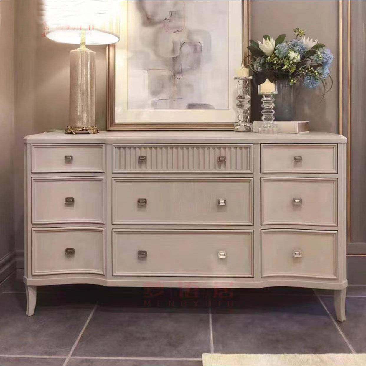 美柜式实六木斗柜欧式复古QOL物玄关柜雕花餐边柜储卧室做旧门厅