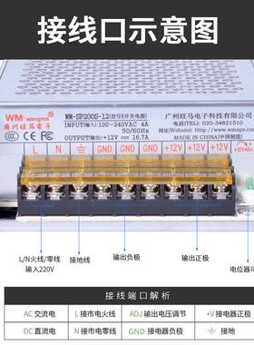 CC证12V16认.7A监控开关电20C0W12V源开关电源WM-SP200LED灯箱电