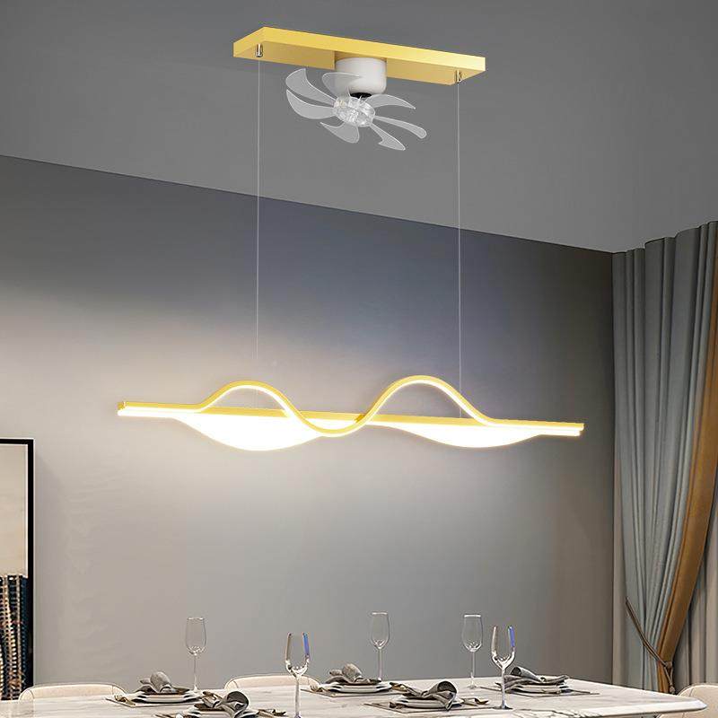 餐厅风扇灯一体灯2022年新款l长条e60797d灯极个性创意简餐桌吧台