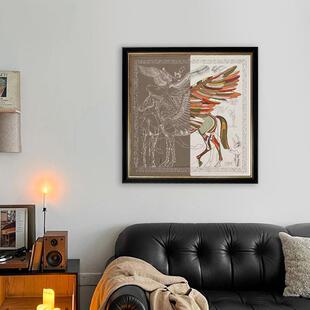 轻奢美式古客式厅装饰画复JA230081法术小众艺中古挂画植物餐厅组