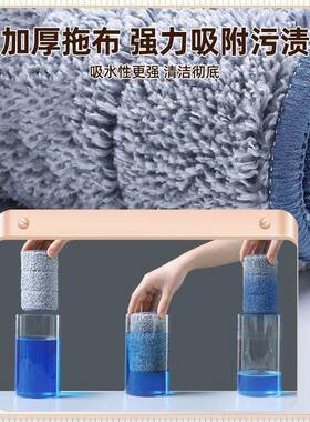 拖把家用拖净22新款铝0合4金平一板拖地KNJ吸水懒人免手洗大拖布