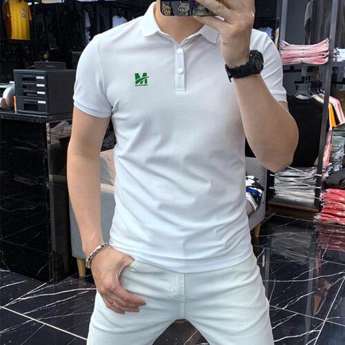 体翻领短袖PLO衫潮流百搭修身帅气显QZG瘦20O25春夏半领开扣有恤