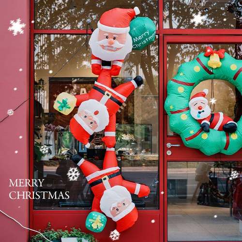 TTqfgfzz圣诞节装饰品气花圣诞老人置环充气模挂件氛围场景布道具