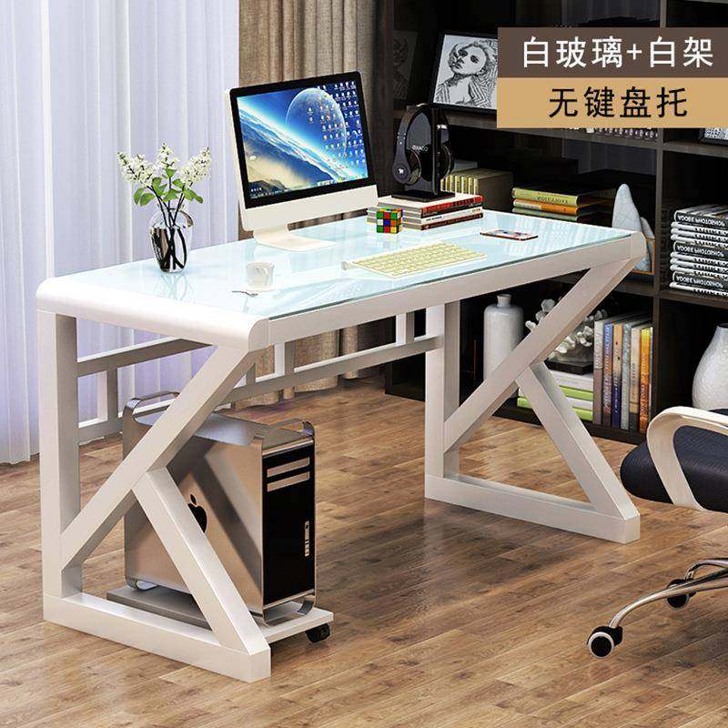 简约现代钢宿化玻璃书桌书组合一体家用经1212济学型生架舍卧室办