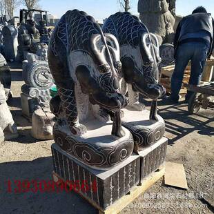 纯手庭工水兽吸神兽青石仿古动物石雕做110旧石匠园林院摆件老优